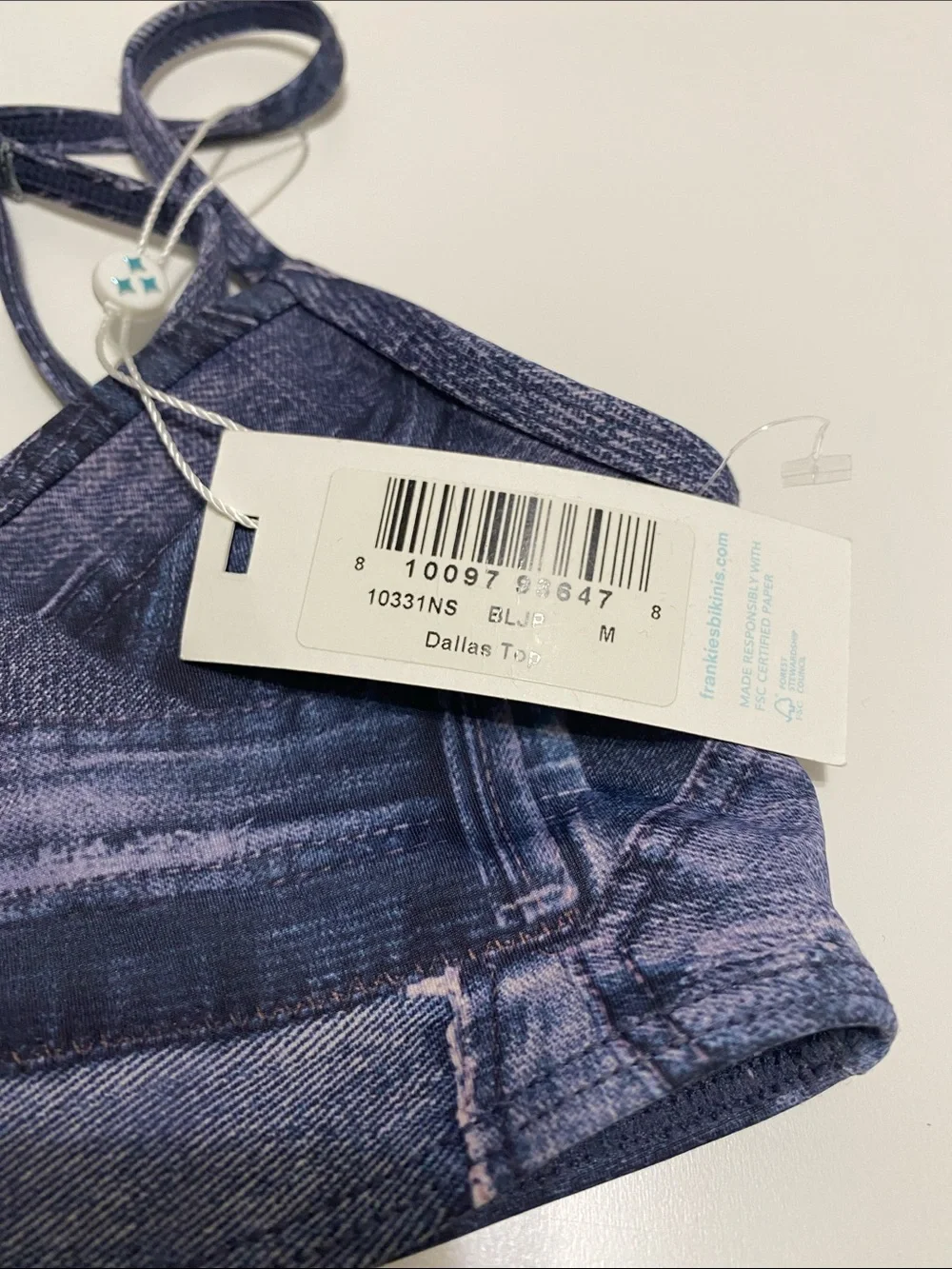 Frankie’s Bikinis Denim Print Dallas Top